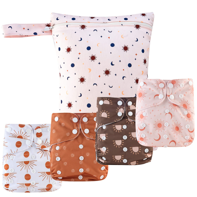Adjustable and Reusable Cloth Diaper Covers with Wet Bag for Baby Girls from China manufacturer