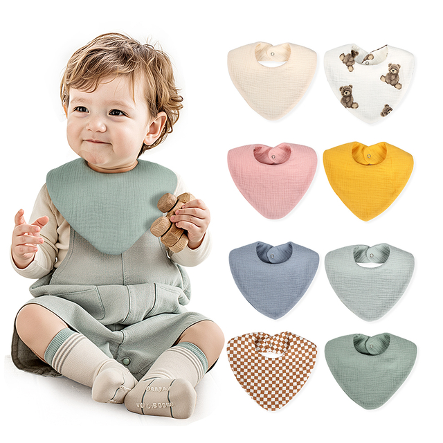 Super Comfortable Baby Drool Bibs Cotton OEM Printed Baby Bibs for Eating Drooling and Teething
