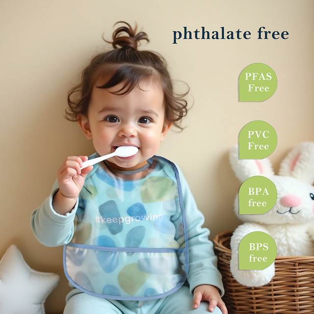 Eco Friendly TPU Waterproof Newborn Feeding Translucent Bib Cute Printed Pattern Children's Eating Time Bib