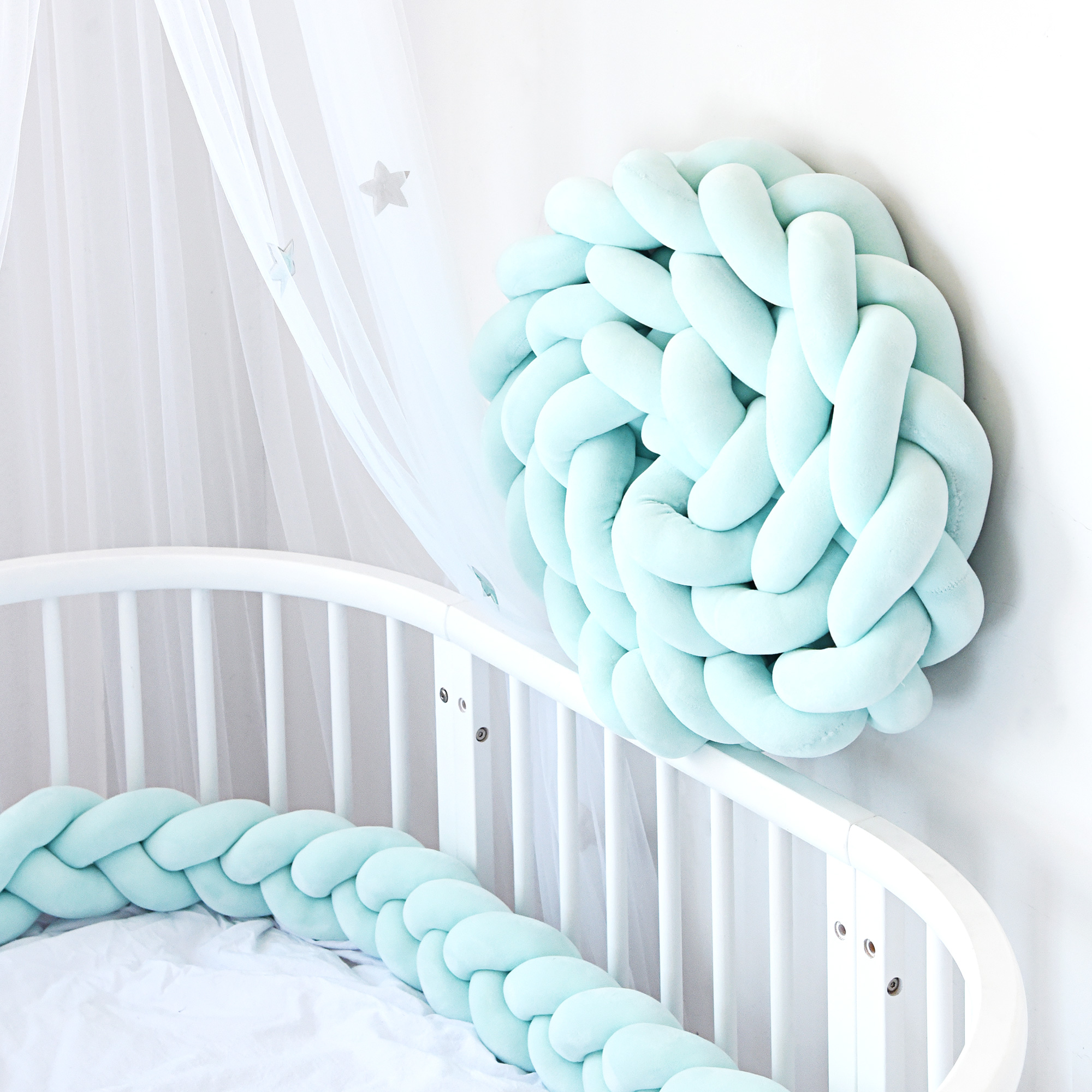 Baby Plush 2 Meters 3 Braiders Crib Cot Bed Bedding Cot Braided Yarn Knitted Handmade Crib Bumper Manufacturer