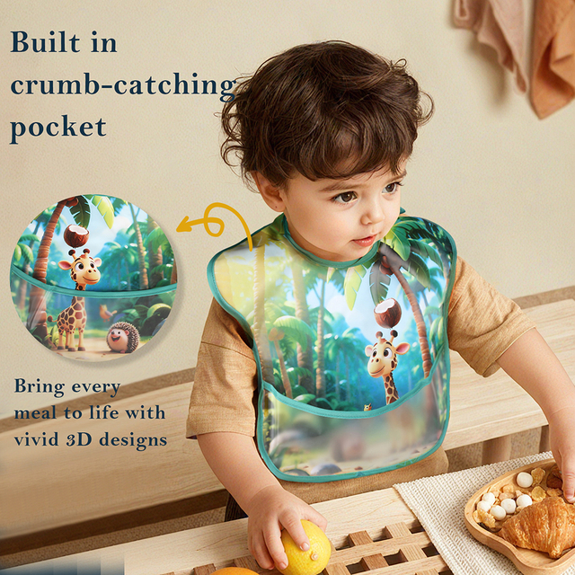 Customized Teething & Feeding Bib Waterproof Bib Adjustable Snaps Baby Bib for Boys & Girls