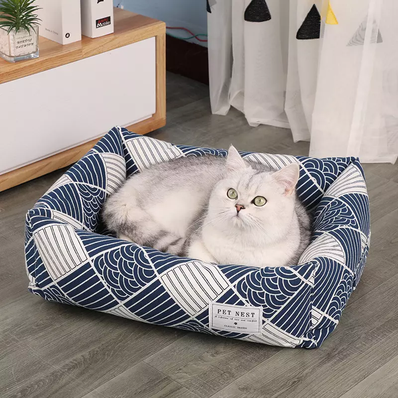 Luxury Square Pet 2pcs set Cushion dog nest cat mat Anti slip durable double side Puppy Nest